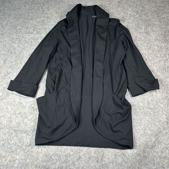 Eileen Fisher Blazer Cardigan Women’s Medium Open Front Black Stretch Career - Picture 1 of 9